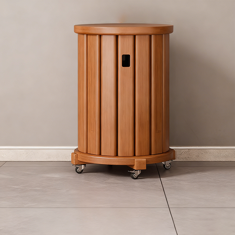 Traditional Chinese Round Rubberwood Storage Stackable Movable Low Stool Set For Living Room