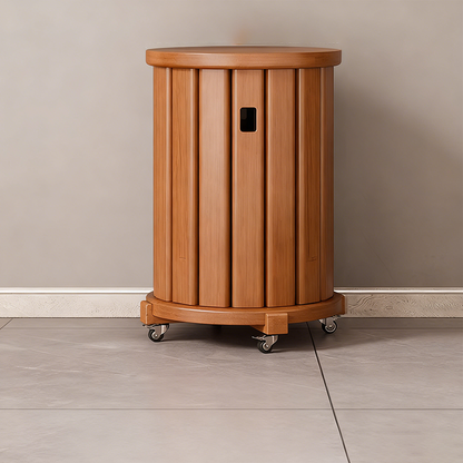 Traditional Chinese Round Rubberwood Storage Stackable Movable Low Stool Set For Living Room