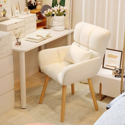 Modern Minimalist Square Rectangular Cotton-linen Velvet Iron 360°Swivel Vanity Stool Backrest Armrest For Bedroom
