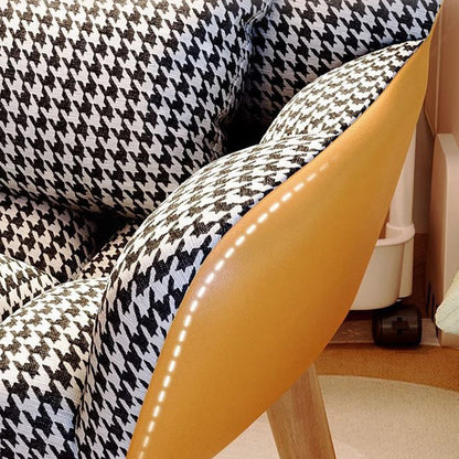 Modern Minimalist Square Rectangular Cotton-linen Velvet Iron 360°Swivel Vanity Stool Backrest Armrest For Bedroom