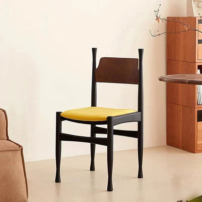 Contemporary Retro Square Velvet Rubberwood Dining Chair Backrest Armless For Dining Room & Kitchen
