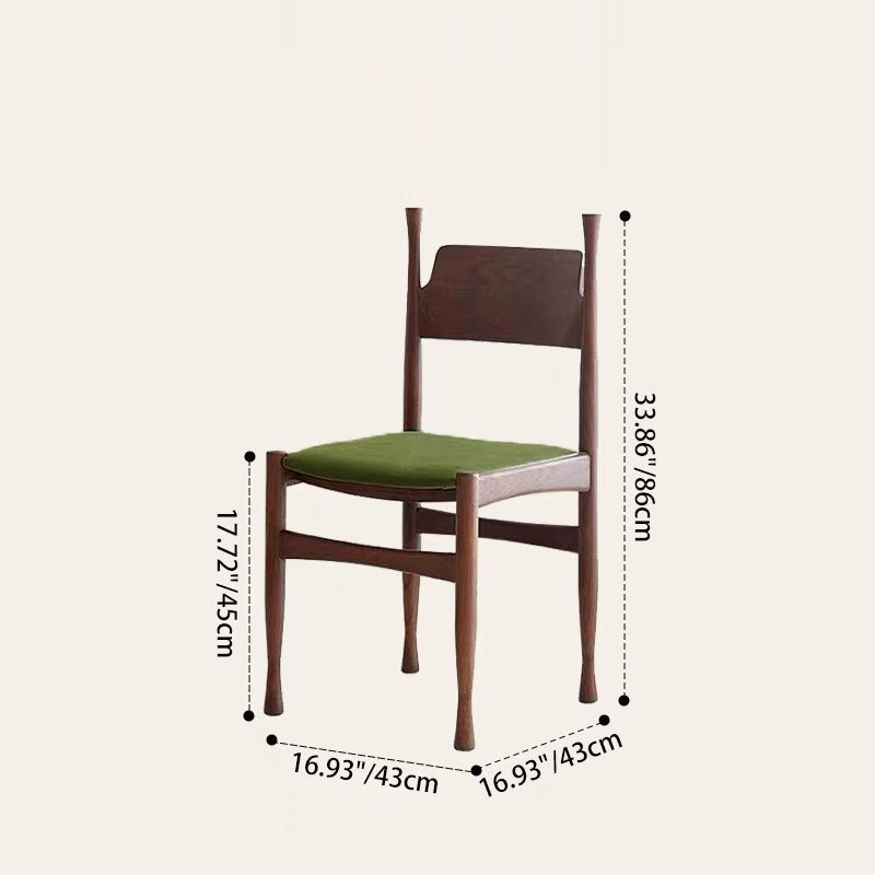 Contemporary Retro Square Velvet Rubberwood Dining Chair Backrest Armless For Dining Room & Kitchen