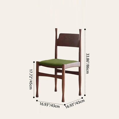 Contemporary Retro Square Velvet Rubberwood Dining Chair Backrest Armless For Dining Room & Kitchen