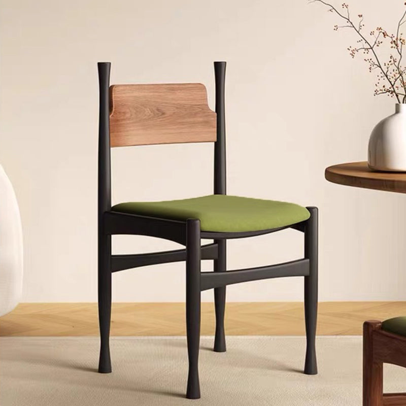 Contemporary Retro Square Velvet Rubberwood Dining Chair Backrest Armless For Dining Room & Kitchen
