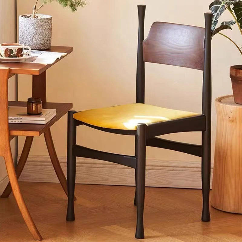 Contemporary Retro Square Velvet Rubberwood Dining Chair Backrest Armless For Dining Room & Kitchen
