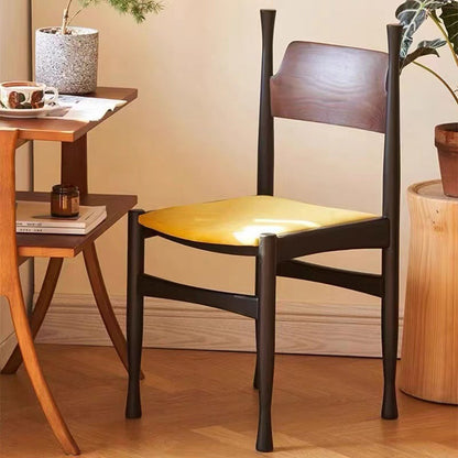 Contemporary Retro Square Velvet Rubberwood Dining Chair Backrest Armless For Dining Room & Kitchen