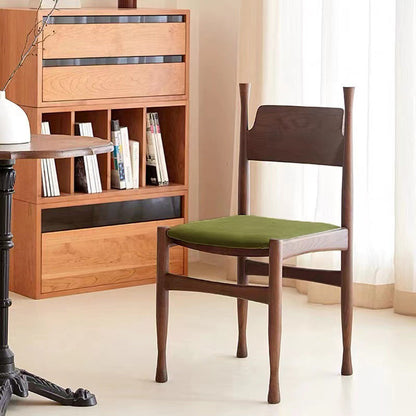Contemporary Retro Square Velvet Rubberwood Dining Chair Backrest Armless For Dining Room & Kitchen