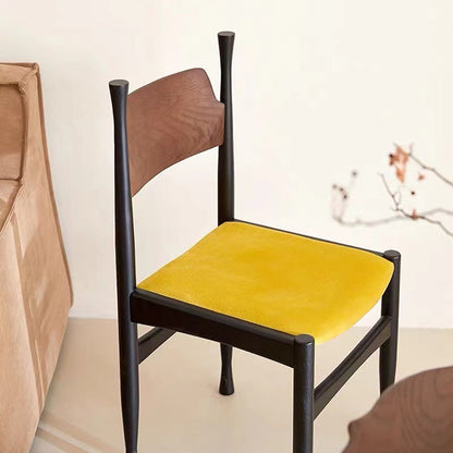 Contemporary Retro Square Velvet Rubberwood Dining Chair Backrest Armless For Dining Room & Kitchen