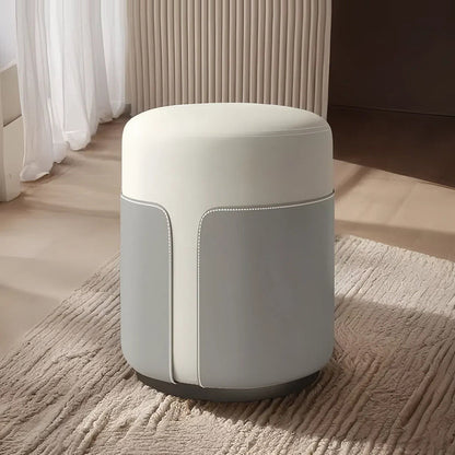 Modern Minimalist Round Cat Scratch Leather Plywood Vanity Stool Backless Armless For Bedroom