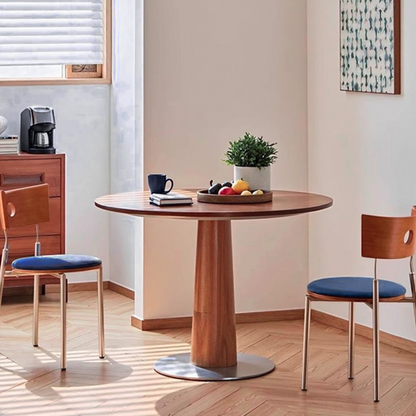 Contemporary Nordic Round Velvet Birch Wood Iron Dining Chair Backrest Armless For Dining Room & Kitchen