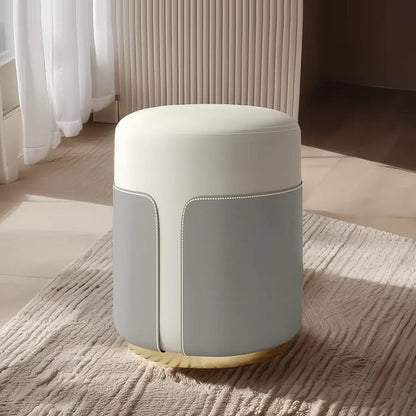 Modern Minimalist Round Cat Scratch Leather Plywood Vanity Stool Backless Armless For Bedroom