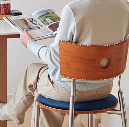 Contemporary Nordic Round Velvet Birch Wood Iron Dining Chair Backrest Armless For Dining Room & Kitchen