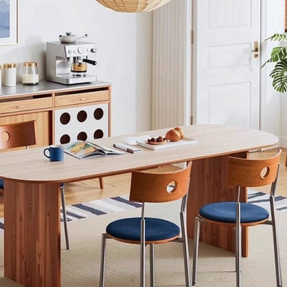 Contemporary Nordic Round Velvet Birch Wood Iron Dining Chair Backrest Armless For Dining Room & Kitchen