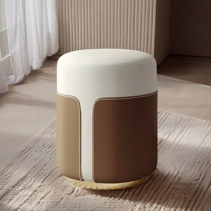 Modern Minimalist Round Cat Scratch Leather Plywood Vanity Stool Backless Armless For Bedroom
