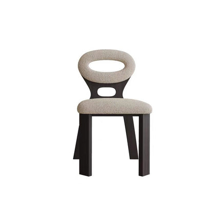 Contemporary Nordic Square Rectangular Lamb Fleece Walnut Solid Wood Dining Chair Backrest Armless For Dining Room & Kitchen