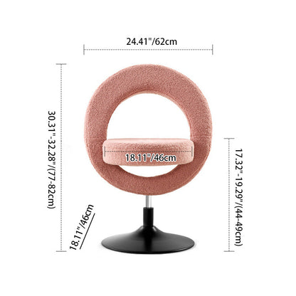 Modern Minimalist Round Lamb Fleece Carbon Steel Height Adjustable Foldable 360°Swivel Vanity Stool Backless Armless For Bedroom