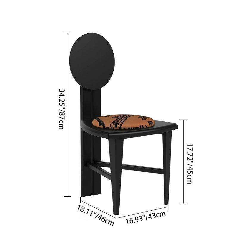 Contemporary Retro Trapezoid Velvet Oak Wood Dining Chair Backrest Armless For Dining Room & Kitchen