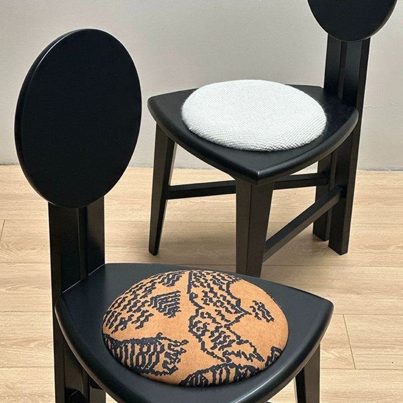 Contemporary Retro Trapezoid Velvet Oak Wood Dining Chair Backrest Armless For Dining Room & Kitchen
