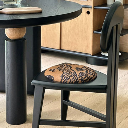 Contemporary Retro Trapezoid Velvet Oak Wood Dining Chair Backrest Armless For Dining Room & Kitchen
