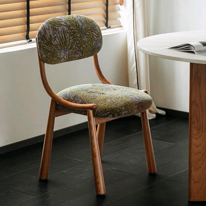 Contemporary Retro Square Rectangular Cotton-linen Ash Wood Dining Chair Backrest Armless For Dining Room & Kitchen