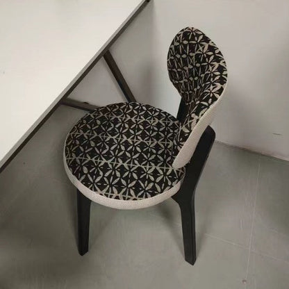 Modern Minimalist Round Cotton-linen Ash Wood Solid Wood Dining Chair Backrest Armless For Dining Room & Kitchen