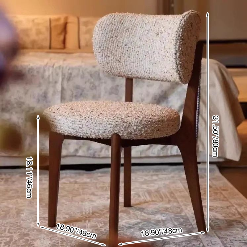 Modern Minimalist Round Cotton-linen Ash Wood Solid Wood Dining Chair Backrest Armless For Dining Room & Kitchen