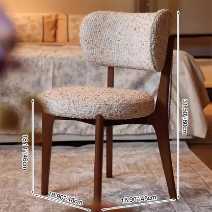 Modern Minimalist Round Cotton-linen Ash Wood Solid Wood Dining Chair Backrest Armless For Dining Room & Kitchen