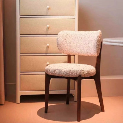 Modern Minimalist Round Cotton-linen Ash Wood Solid Wood Dining Chair Backrest Armless For Dining Room & Kitchen