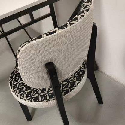 Modern Minimalist Round Cotton-linen Ash Wood Solid Wood Dining Chair Backrest Armless For Dining Room & Kitchen