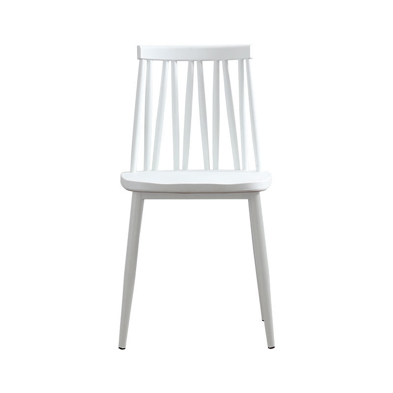 Modern Minimalist Square Rectangular Plastic Iron Dining Chair Backrest Armless For Dining Room & Kitchen