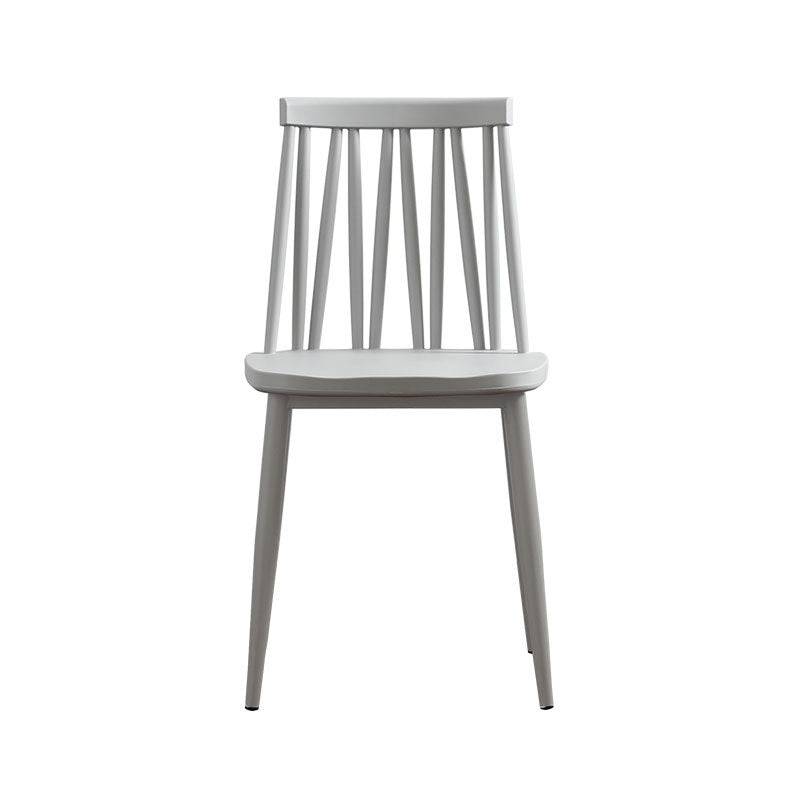 Modern Minimalist Square Rectangular Plastic Iron Dining Chair Backrest Armless For Dining Room & Kitchen