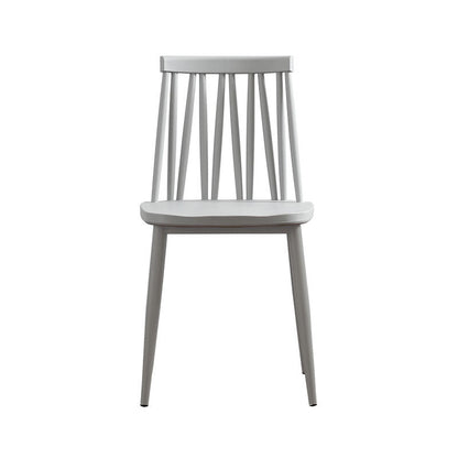 Modern Minimalist Square Rectangular Plastic Iron Dining Chair Backrest Armless For Dining Room & Kitchen