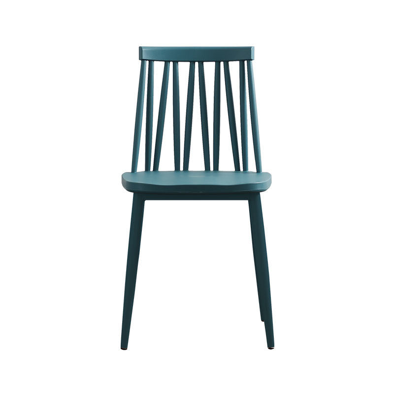 Modern Minimalist Square Rectangular Plastic Iron Dining Chair Backrest Armless For Dining Room & Kitchen
