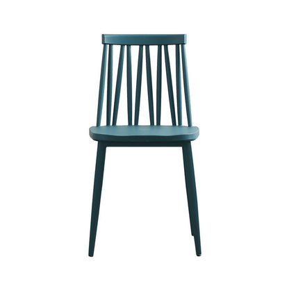 Modern Minimalist Square Rectangular Plastic Iron Dining Chair Backrest Armless For Dining Room & Kitchen