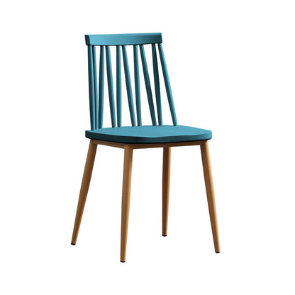 Modern Minimalist Square Rectangular Plastic Iron Dining Chair Backrest Armless For Dining Room & Kitchen