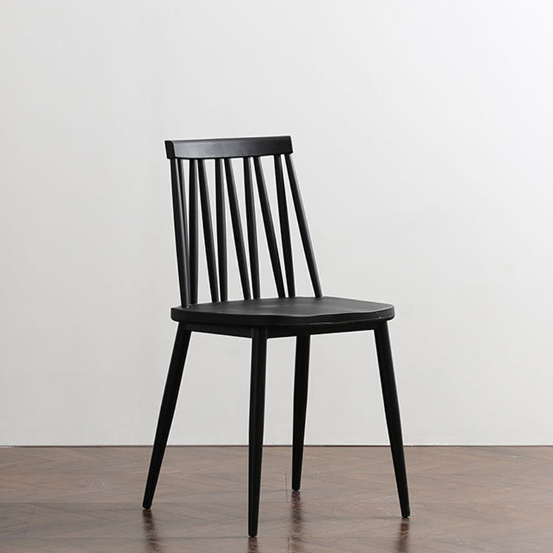 Modern Minimalist Square Rectangular Plastic Iron Dining Chair Backrest Armless For Dining Room & Kitchen