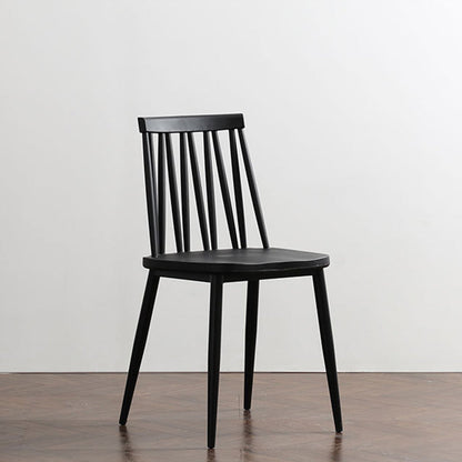 Modern Minimalist Square Rectangular Plastic Iron Dining Chair Backrest Armless For Dining Room & Kitchen