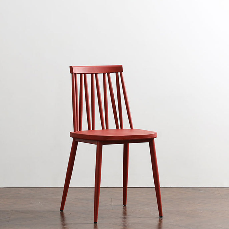 Modern Minimalist Square Rectangular Plastic Iron Dining Chair Backrest Armless For Dining Room & Kitchen