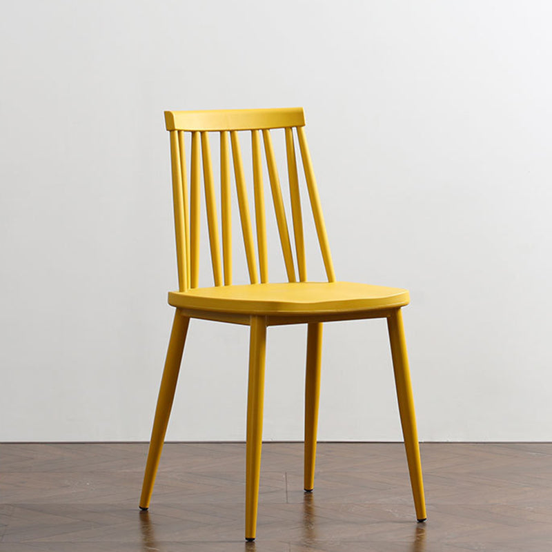 Modern Minimalist Square Rectangular Plastic Iron Dining Chair Backrest Armless For Dining Room & Kitchen