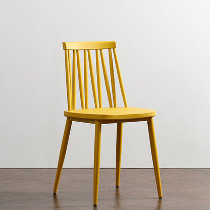 Modern Minimalist Square Rectangular Plastic Iron Dining Chair Backrest Armless For Dining Room & Kitchen