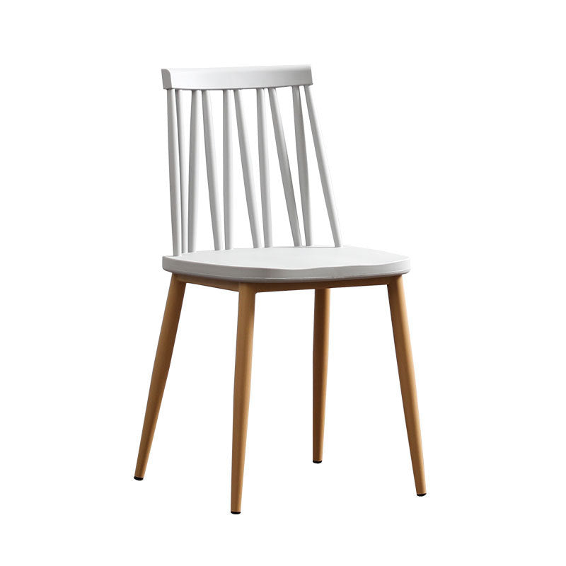 Modern Minimalist Square Rectangular Plastic Iron Dining Chair Backrest Armless For Dining Room & Kitchen