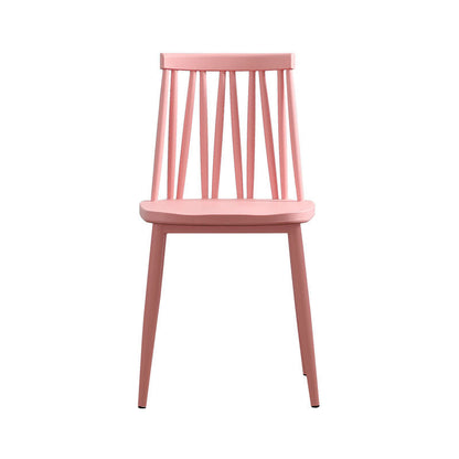 Modern Minimalist Square Rectangular Plastic Iron Dining Chair Backrest Armless For Dining Room & Kitchen