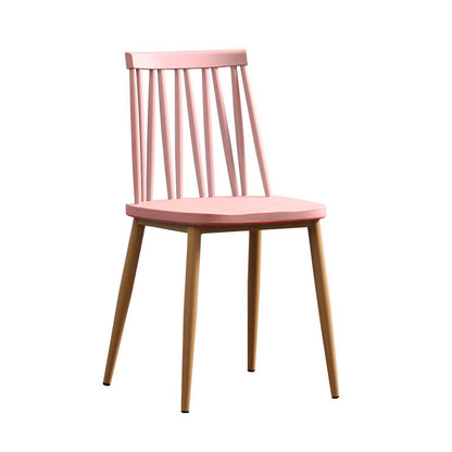 Modern Minimalist Square Rectangular Plastic Iron Dining Chair Backrest Armless For Dining Room & Kitchen