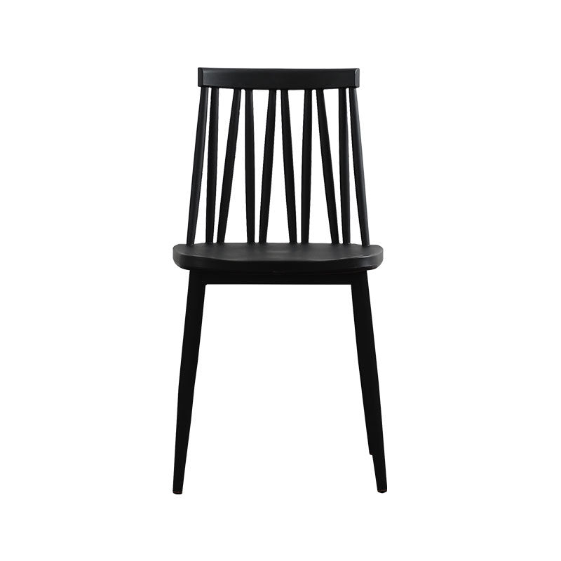 Modern Minimalist Square Rectangular Plastic Iron Dining Chair Backrest Armless For Dining Room & Kitchen
