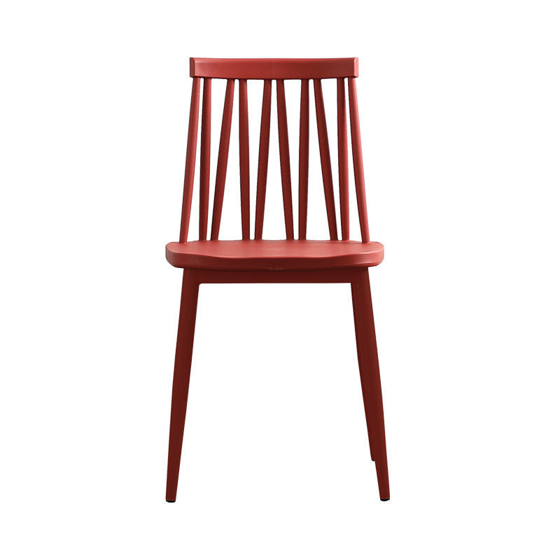 Modern Minimalist Square Rectangular Plastic Iron Dining Chair Backrest Armless For Dining Room & Kitchen