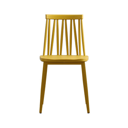 Modern Minimalist Square Rectangular Plastic Iron Dining Chair Backrest Armless For Dining Room & Kitchen