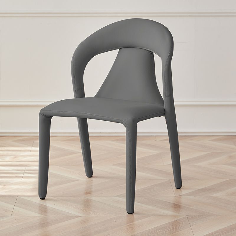 Modern Minimalist Square Plastic Cat Scratch Leather Carbon Steel Dining Chair Backrest Armless For Dining Room & Kitchen