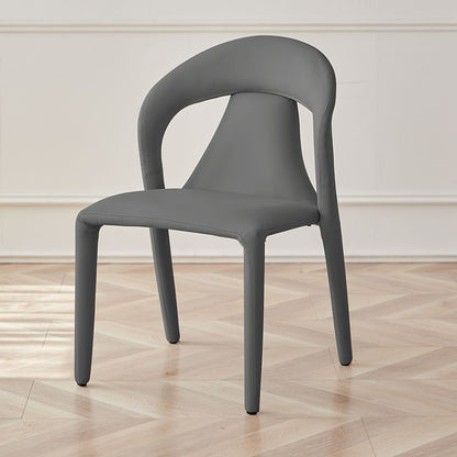 Modern Minimalist Square Plastic Cat Scratch Leather Carbon Steel Dining Chair Backrest Armless For Dining Room & Kitchen