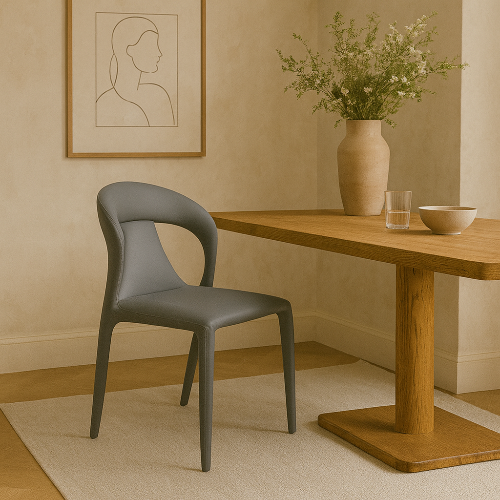 Modern Minimalist Square Plastic Cat Scratch Leather Carbon Steel Dining Chair Backrest Armless For Dining Room & Kitchen