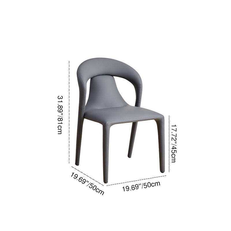 Modern Minimalist Square Plastic Cat Scratch Leather Carbon Steel Dining Chair Backrest Armless For Dining Room & Kitchen
